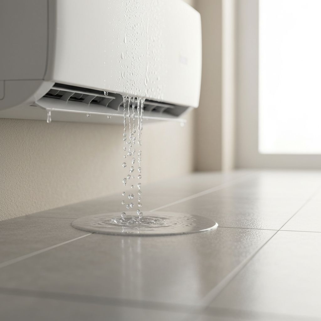 Aire acondicionado split goteando agua desde la unidad interior